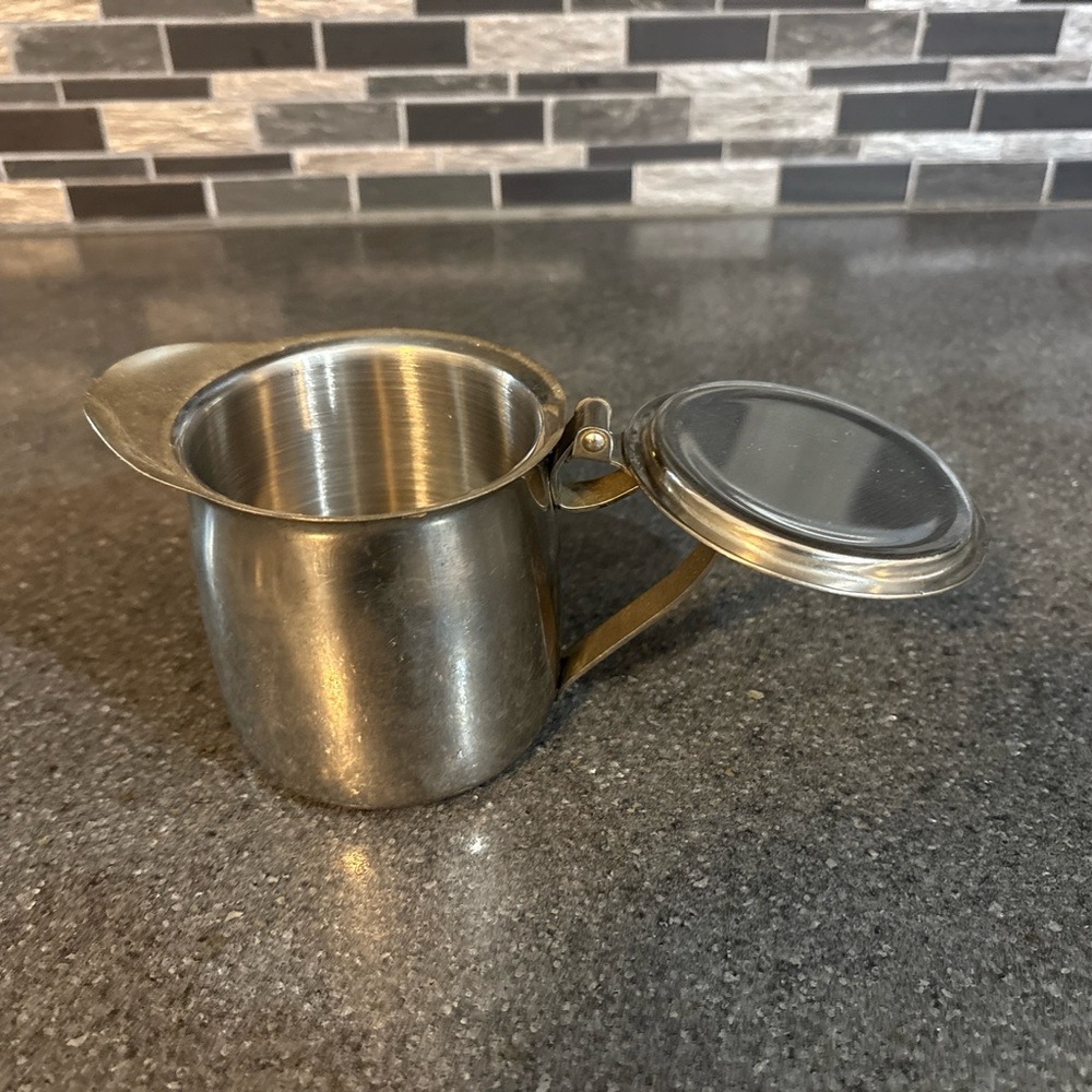 Vintage Stainless Steel Creamer with Lid